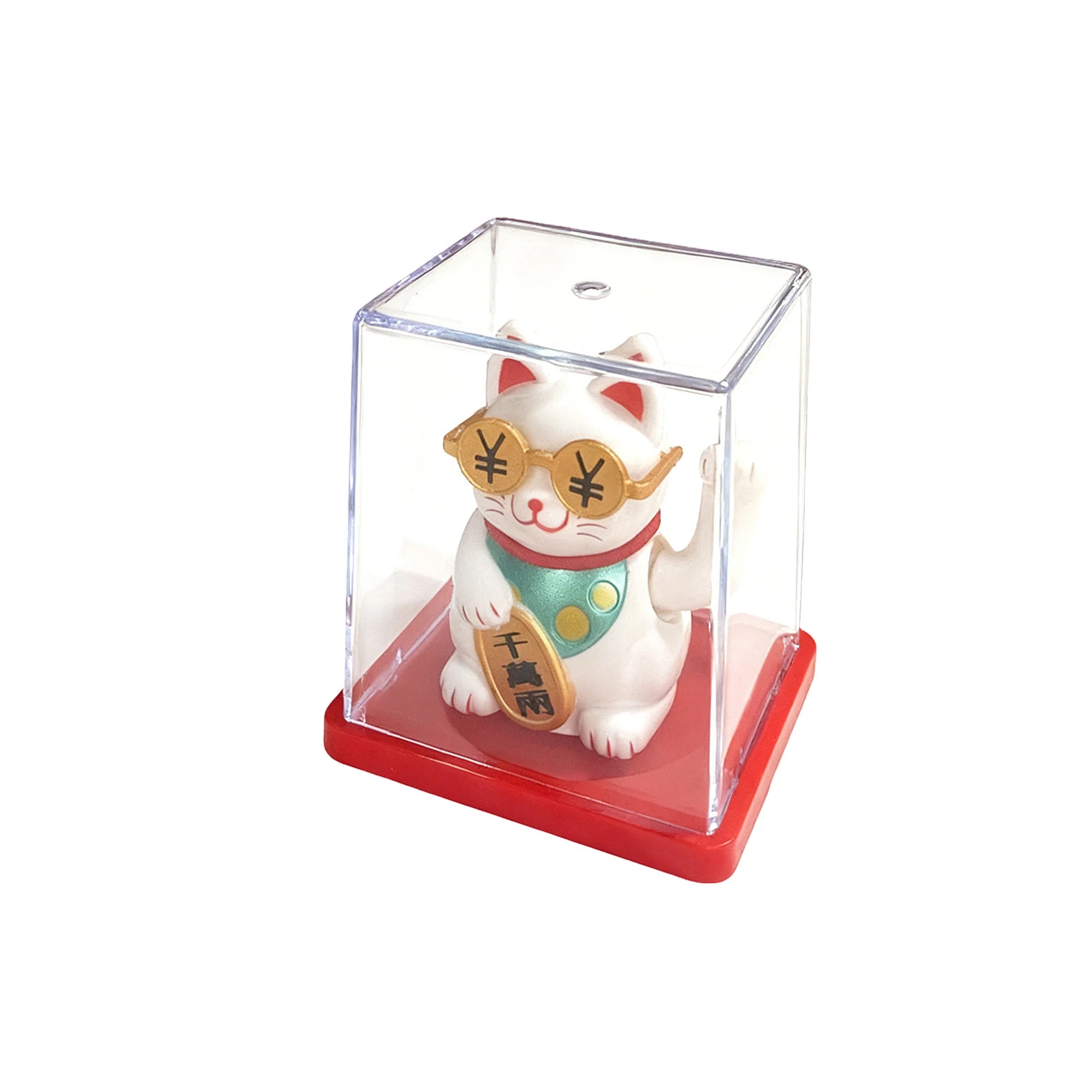 Solarny kot na szczęście Maneki Neko machający łapką Fioletowy