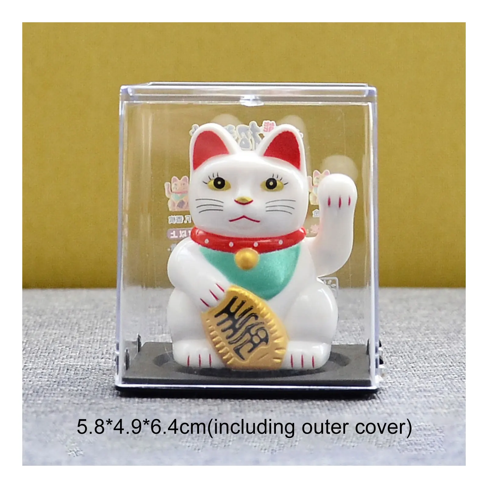 Solarny kot na szczęście Maneki Neko machający łapką Jasnozielony