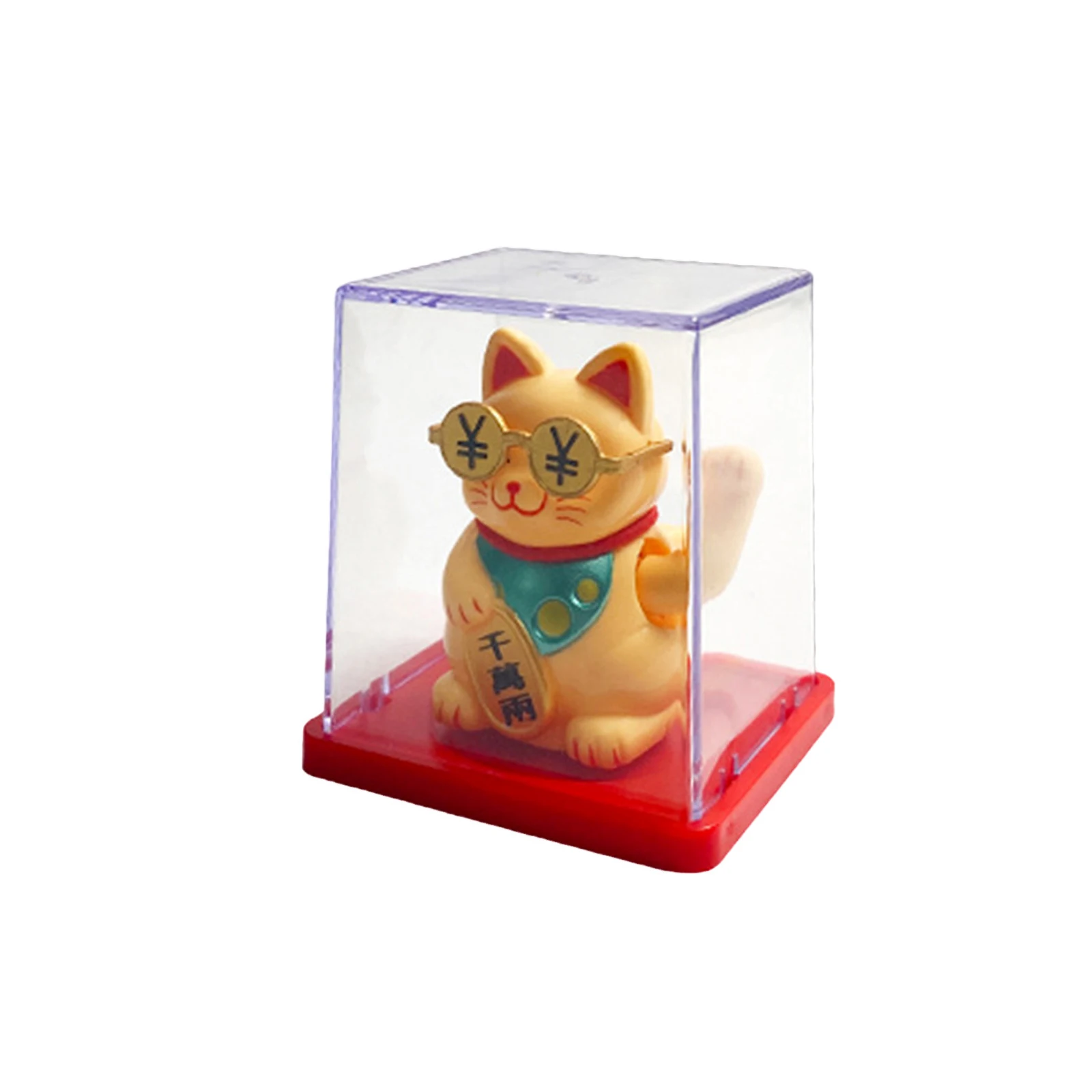 Solarny kot na szczęście Maneki Neko machający łapką Różowy