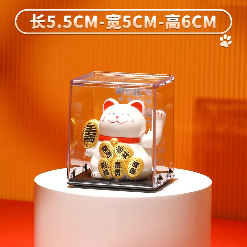 Solarny kot na szczęście Maneki Neko – machająca figurka dekoracyjna Jasnoszary