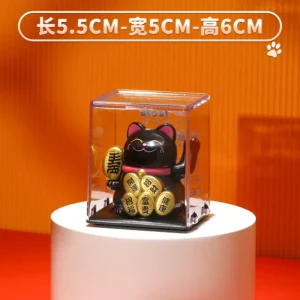 Solarny kot na szczęście Maneki Neko – machająca figurka dekoracyjna Jasnożółty