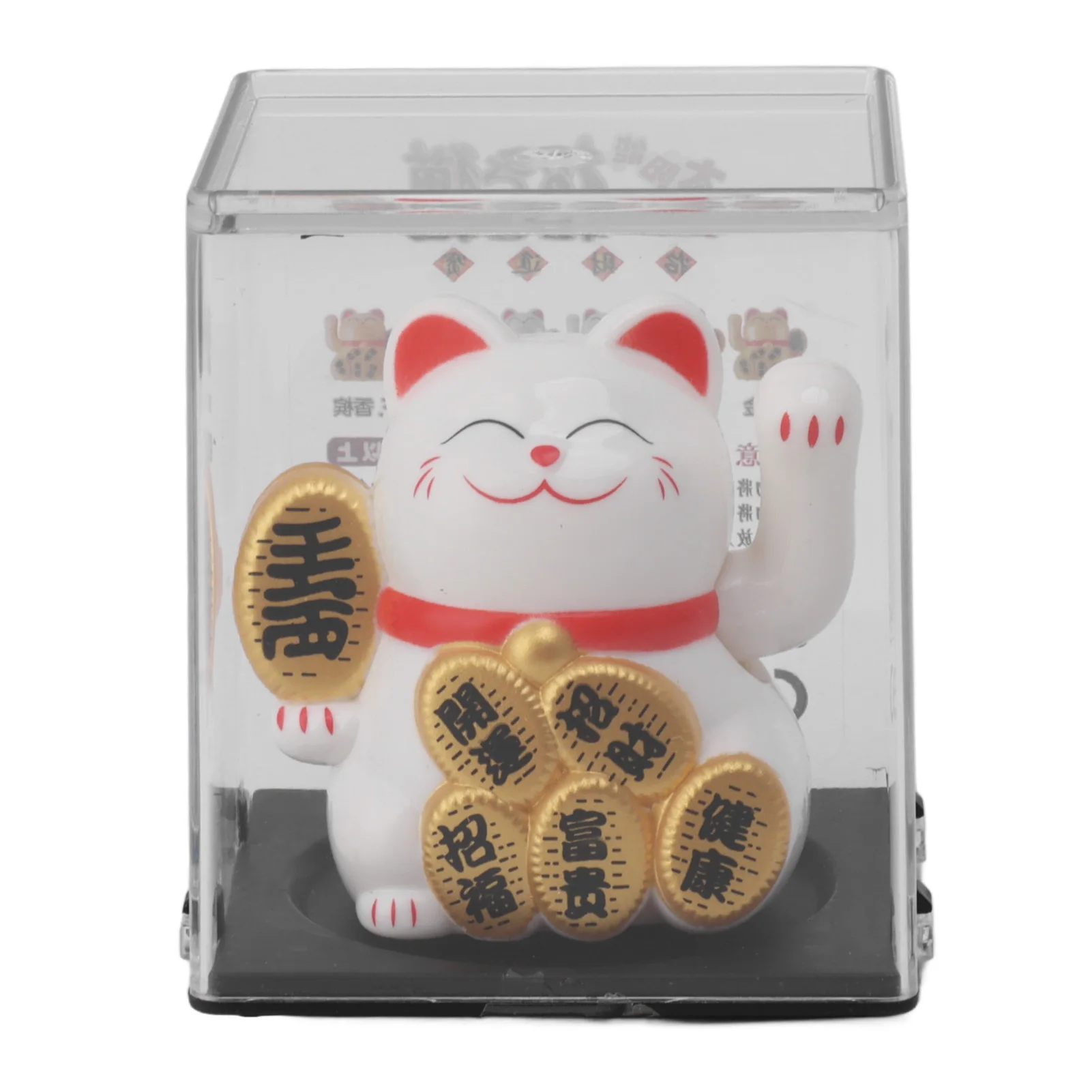 Solarny machający kot – słoneczna figurka szczęścia Maneki Neko do auta Biały