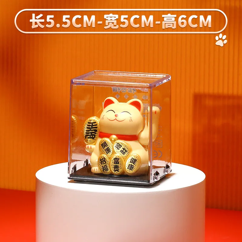 Solarny Maneki Neko — chiński kot szczęścia z machającą ręką Jasnozielony