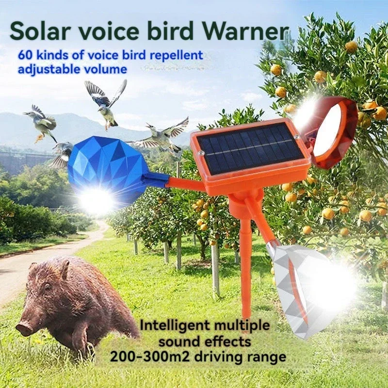 Solarny odstraszacz ptaków z obrotowym reflektorem 360°