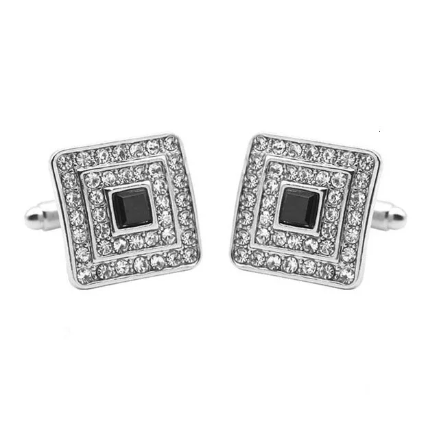 Spinki do mankietów męskie z kryształem i emalią Sliver cufflinks