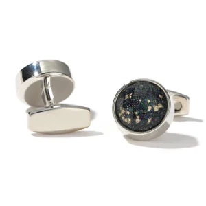 Spinki do mankietów eleganckie metalowe okrągłe złote i srebrne Xk20s066silver