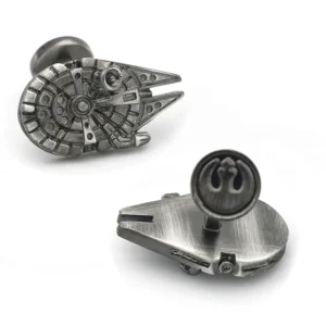 Spinki do mankietów vintage – kosmiczny statek retro w kolorze gunmetal Uniwersalny