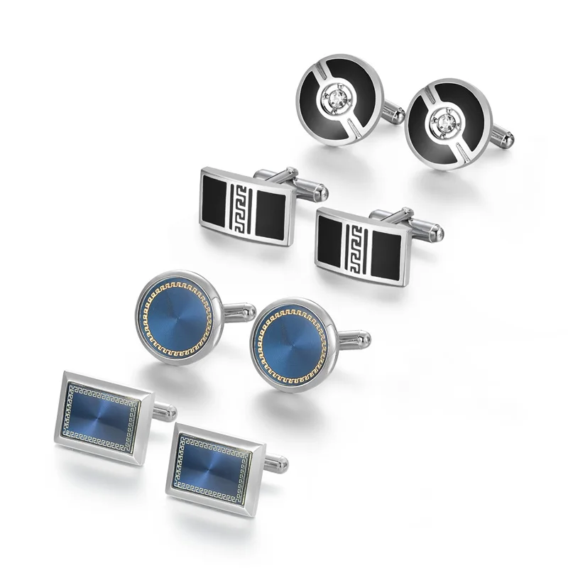 Spinki do mankietów dla mężczyzn - zestaw 4 par w pudełku T0204020 no box