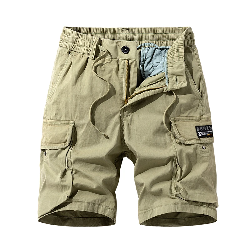 Spodenki cargo męskie bawełniane na lato Khaki
