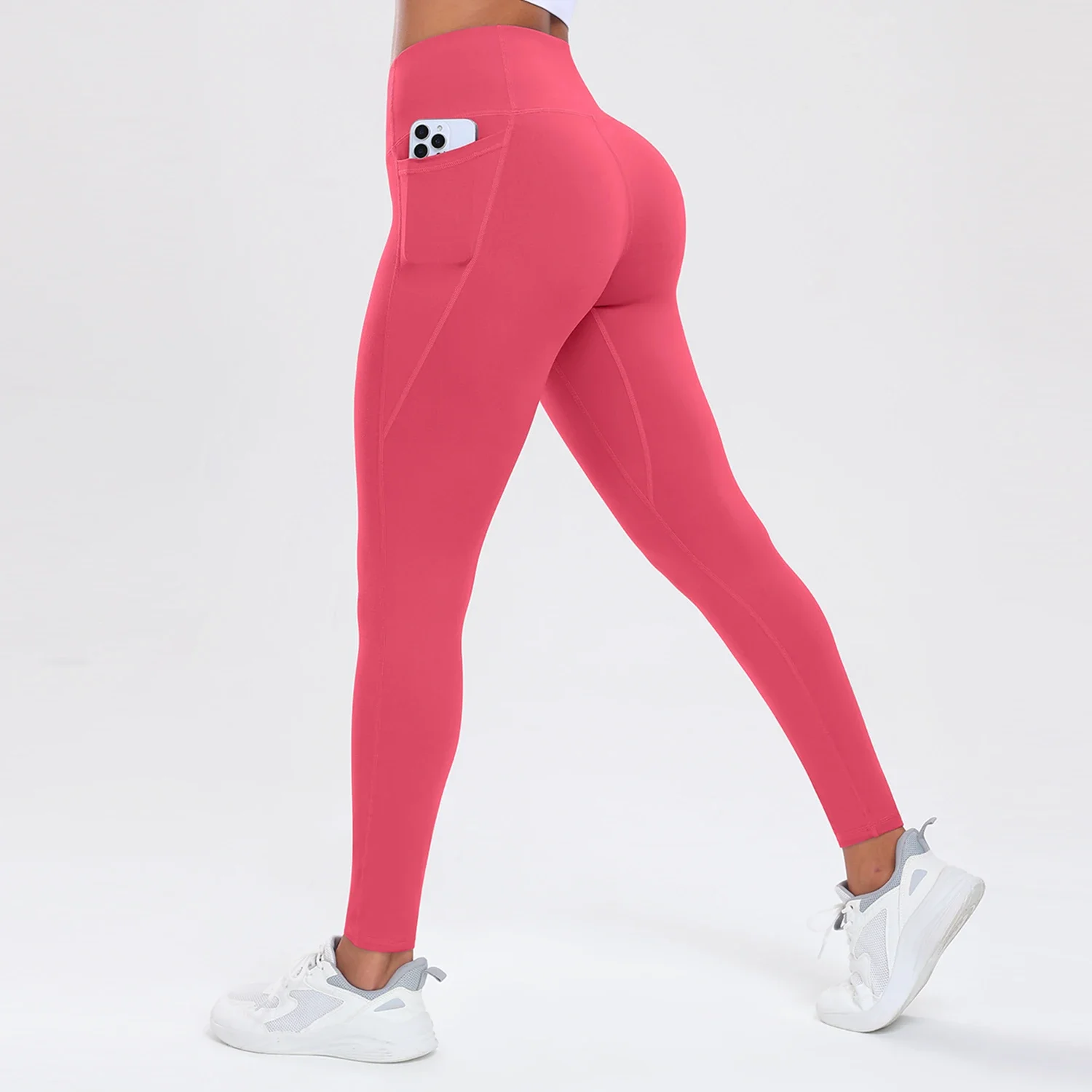 Damskie spodnie do jogi z kieszeniami modelujące pośladki Watermelonred