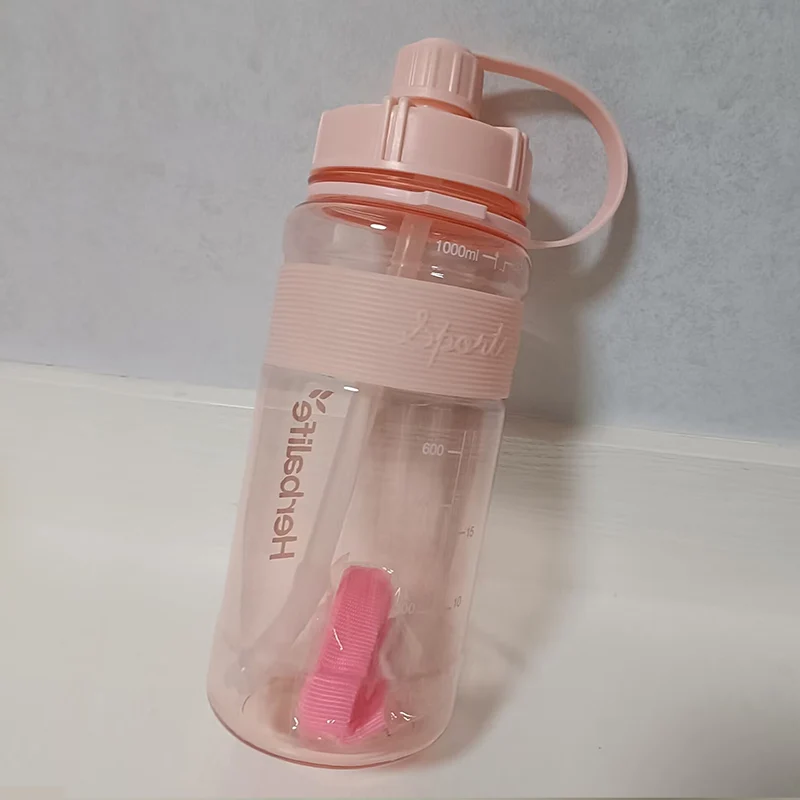 Sportowa butelka na wodę ze słomką 1000 ml Biały