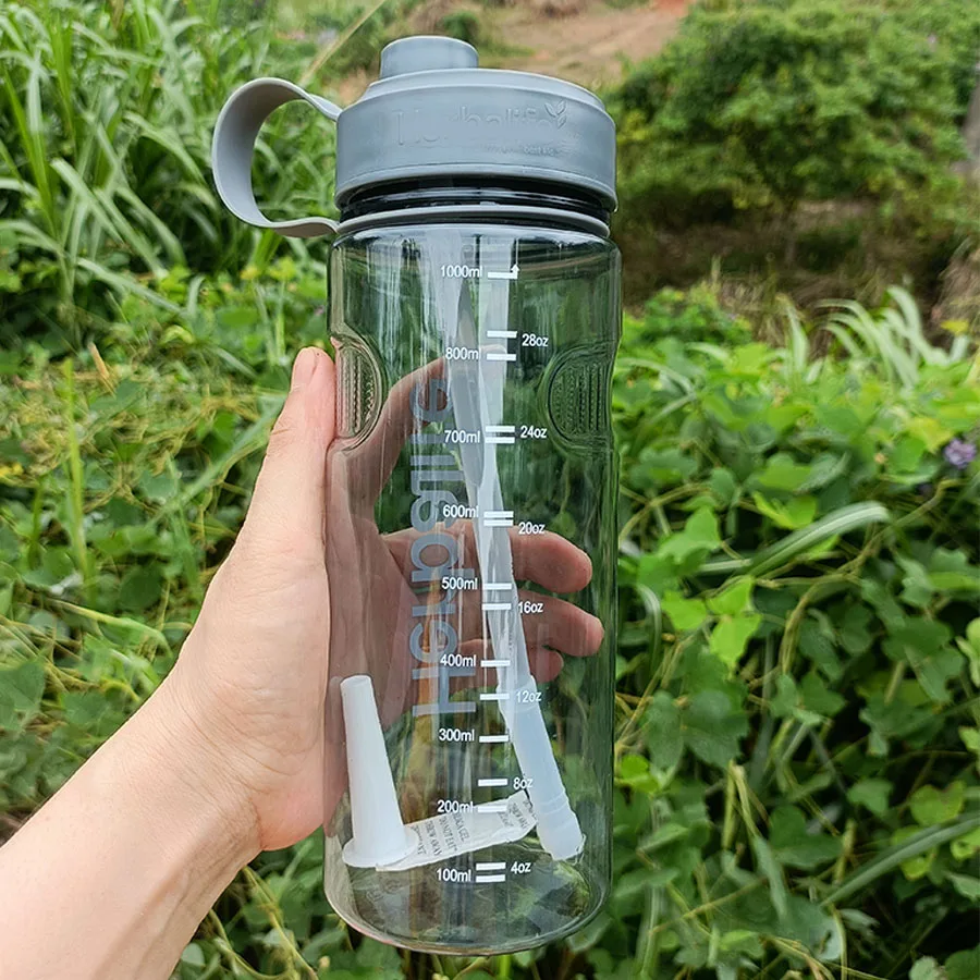 Sportowa butelka na wodę ze słomką 1000 ml Jasnozielony