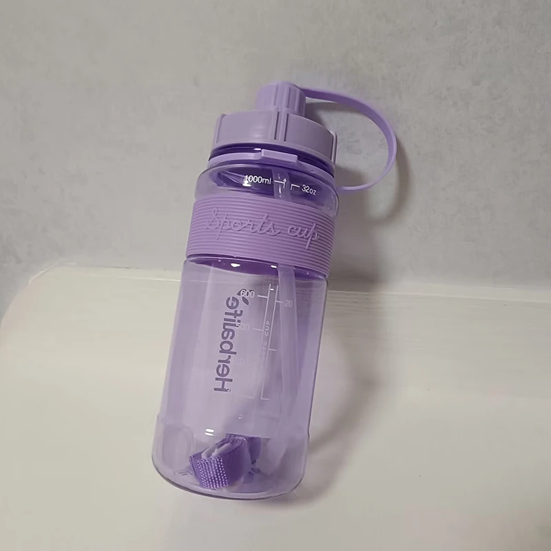 Sportowa butelka na wodę ze słomką 1000 ml Różowy