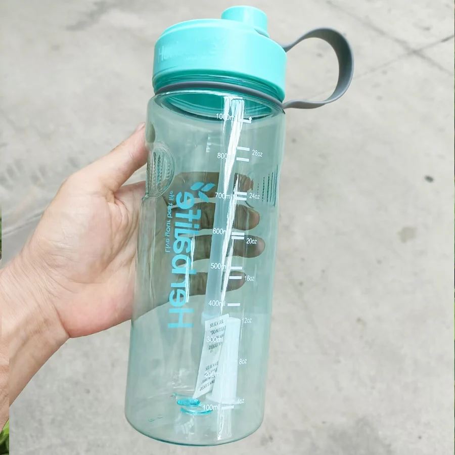 Sportowa butelka na wodę ze słomką 1000 ml Zielony