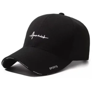 Sportowa czapka z daszkiem z haftem, regulowana, unisex Czarny