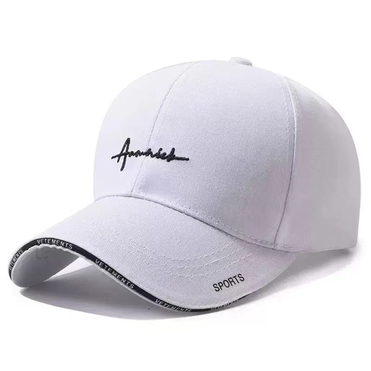 Sportowa czapka z daszkiem z haftem, regulowana, unisex Biały