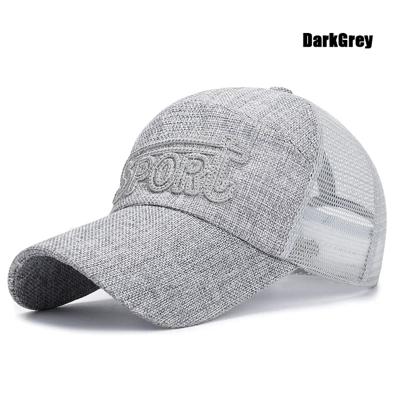 Sportowa czapka z daszkiem z haftem – siatkowa snapback na lato Ciemny szary