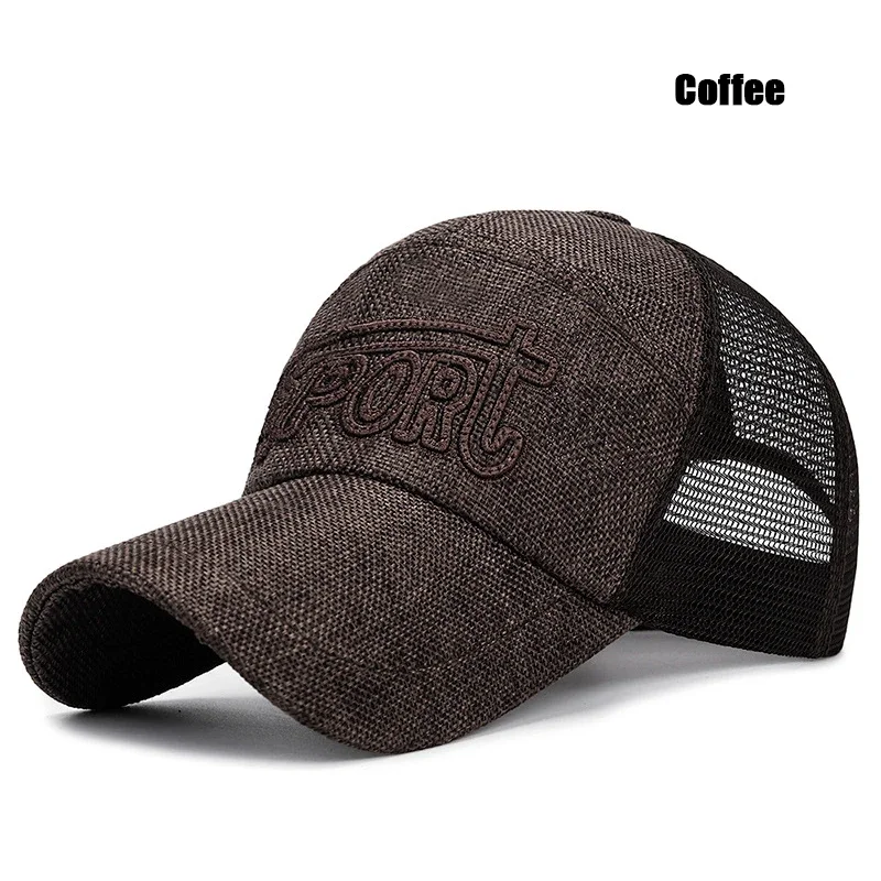 Sportowa czapka z daszkiem z haftem – siatkowa snapback na lato Kawowy