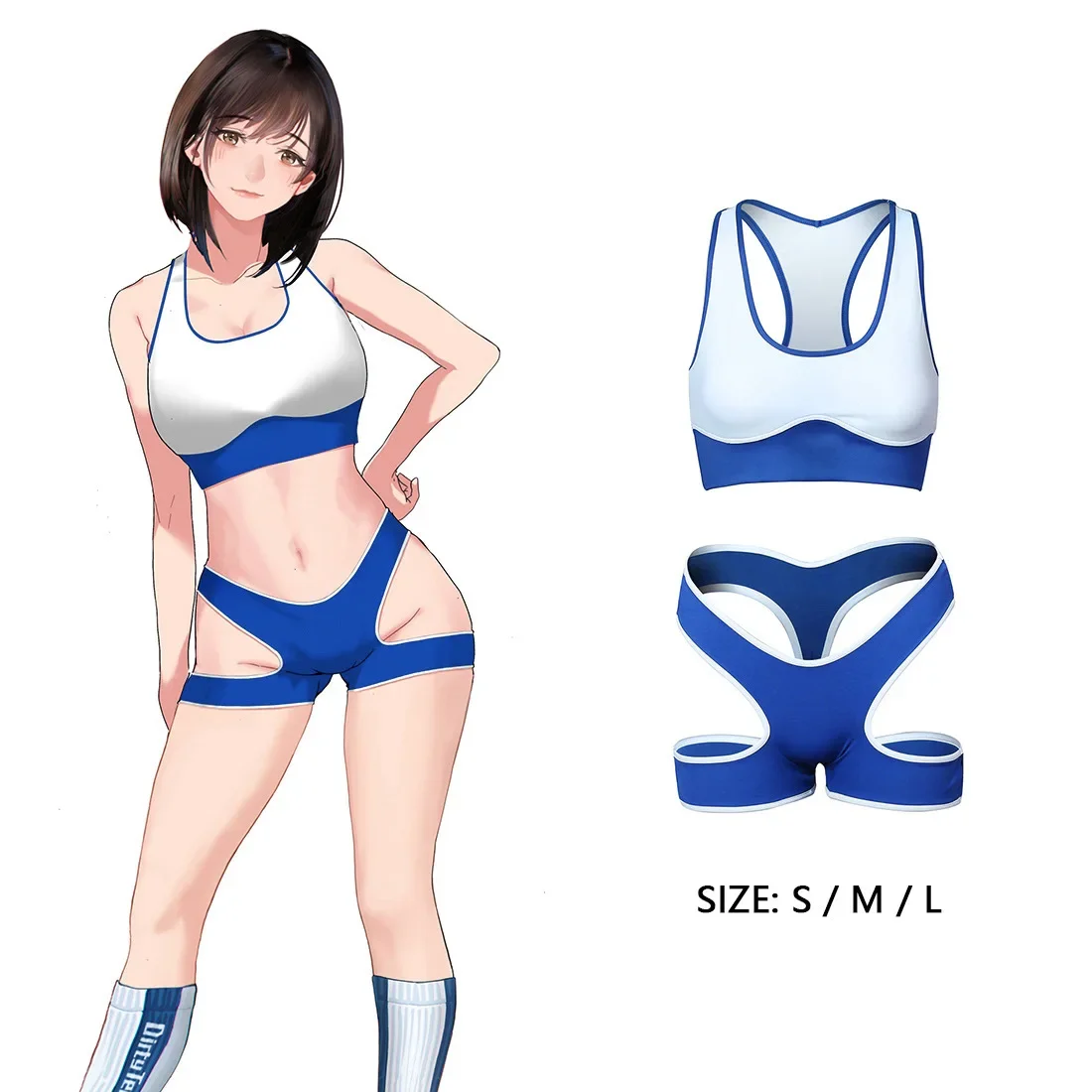 Sportowe bikini cheerleaderka z wyciętymi detalami Niebieski