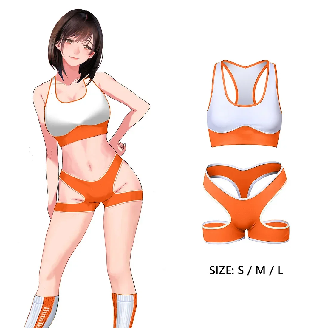 Sportowe bikini cheerleaderka z wyciętymi detalami Pomarańczowy