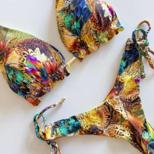 Sportowe bikini push-up usztywniany biustonosz dwuczęściowe Czarny