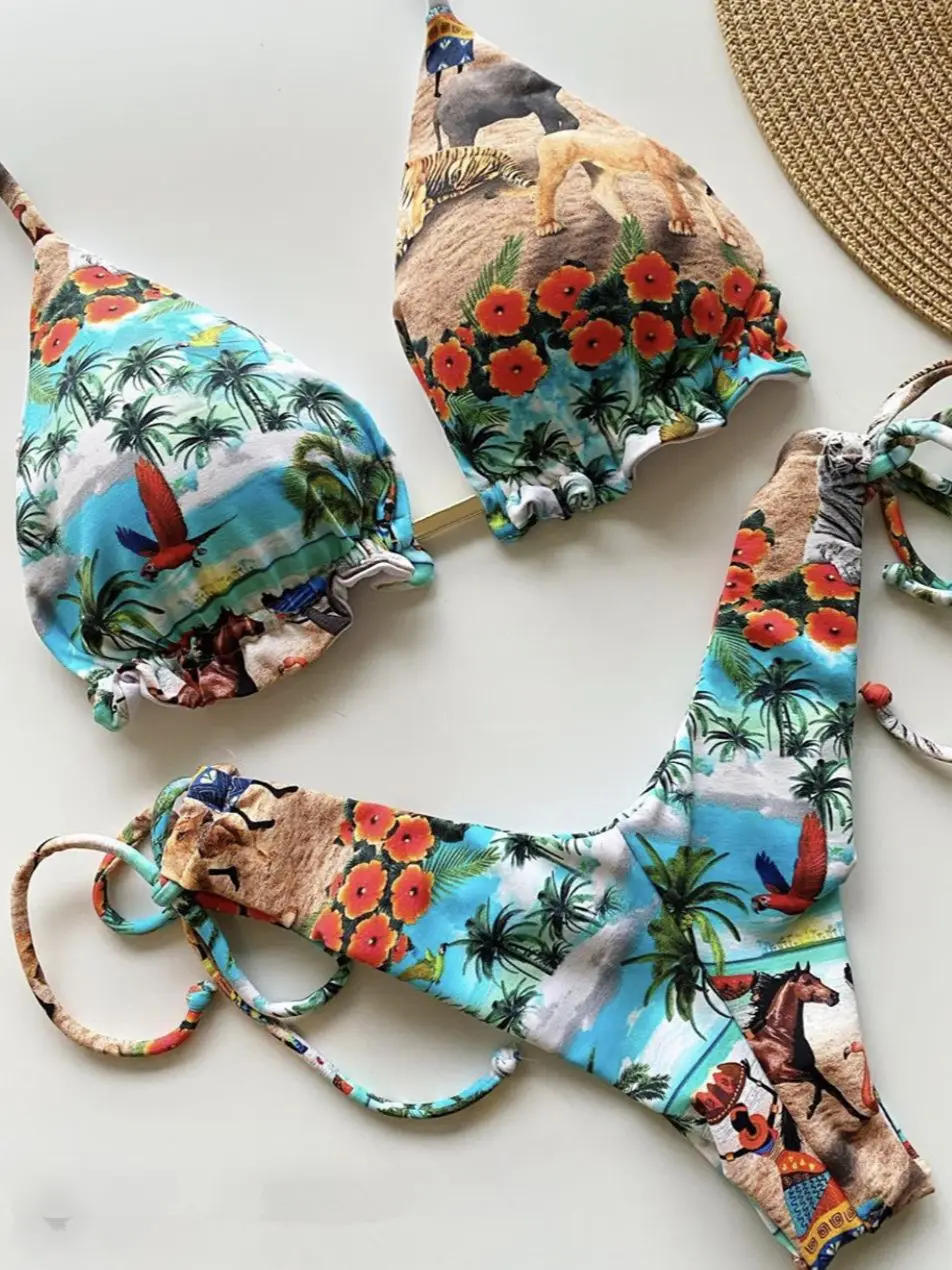 Sportowe bikini push-up usztywniany biustonosz dwuczęściowe Niebieski