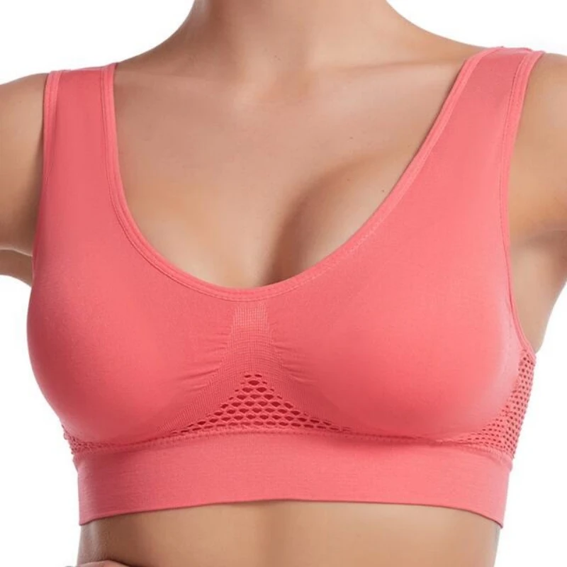 Sportowy biustonosz siatkowy bez fiszbin S–7XL Błękitny