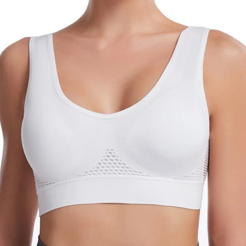 Sportowy biustonosz siatkowy bez fiszbin S–7XL Niebieski