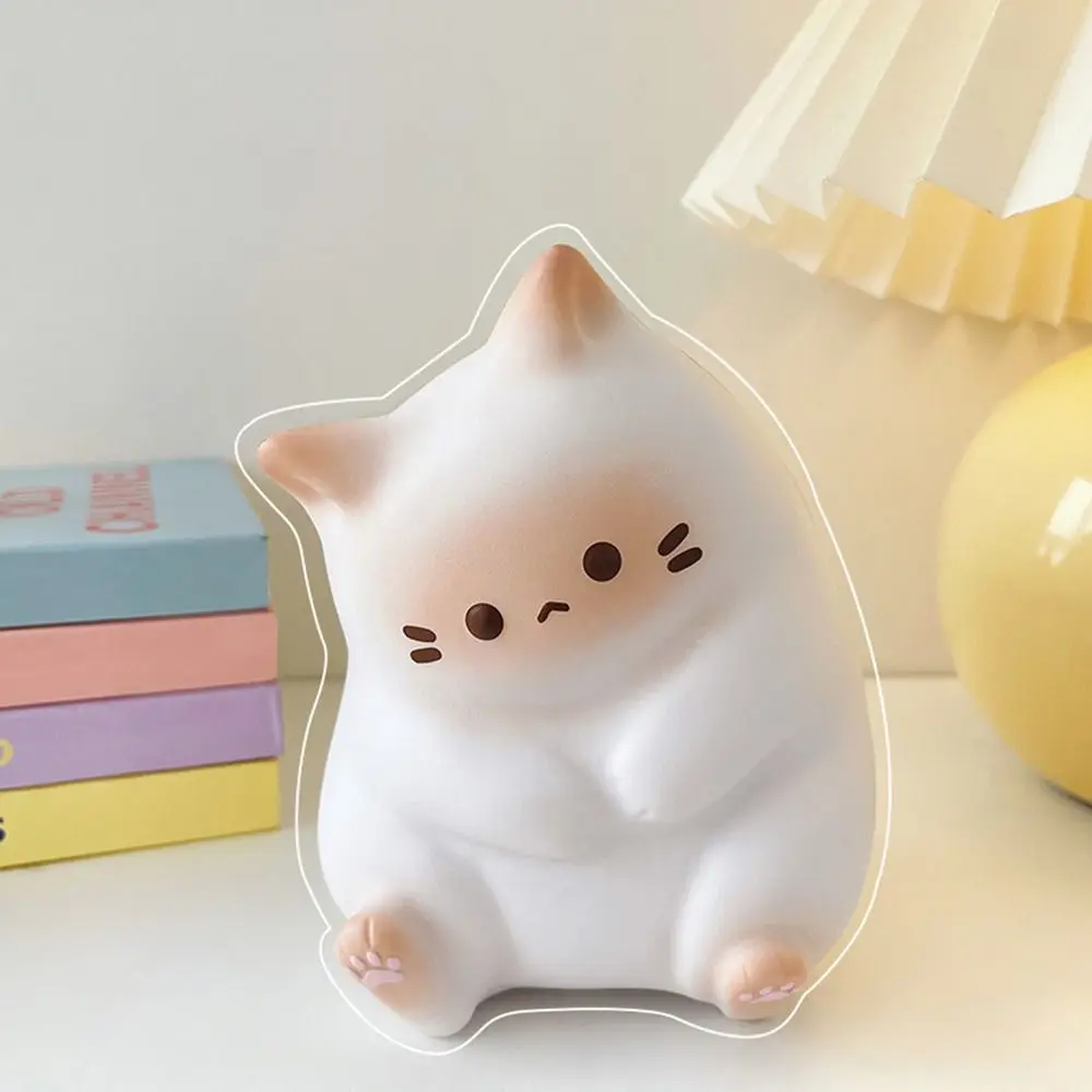 Squishy kot PU - zabawka antystresowa na biurko Jasnoszary