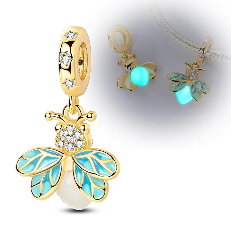 Srebrne charmsy 925 świecące koraliki do bransoletki Czerwony