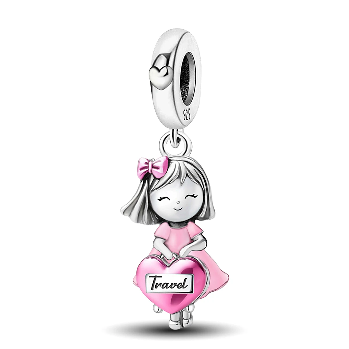 Srebrne koraliki charms serce do bransoletek DIY Ciemny czerwony