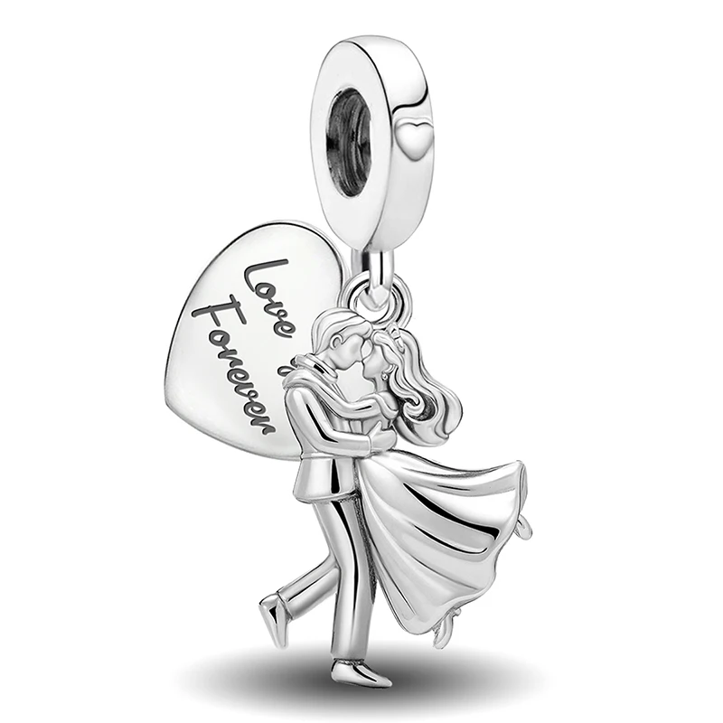Srebrne koraliki charms serce do bransoletek DIY Czarny