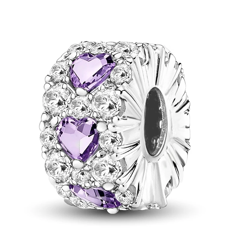 Srebrne koraliki charms serce do bransoletek DIY Czerwony