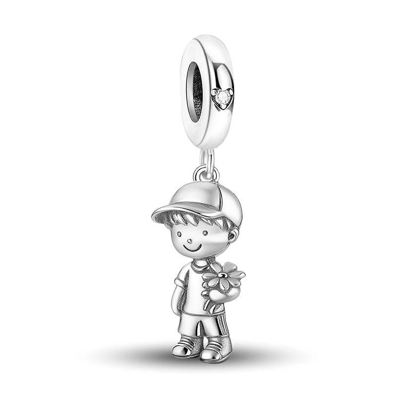 Srebrne koraliki charms serce do bransoletek DIY Fioletowy