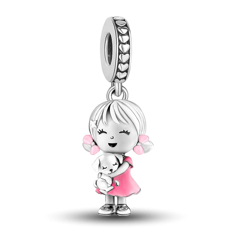 Srebrne koraliki charms serce do bransoletek DIY Srebrny