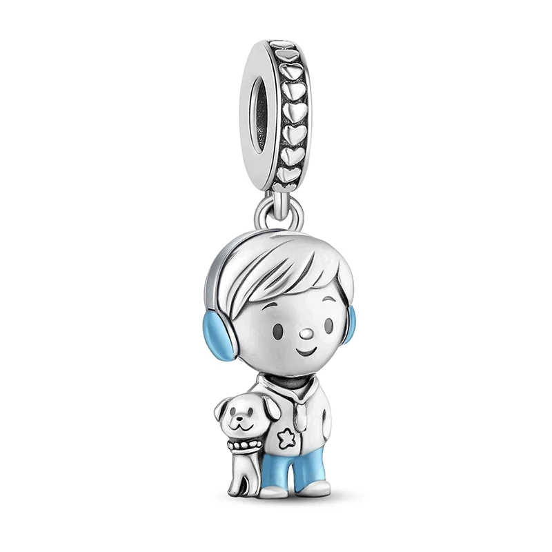 Srebrne koraliki charms serce do bransoletek DIY żółty
