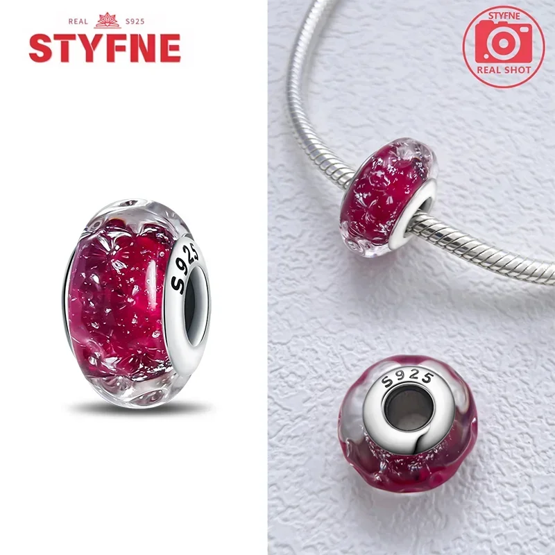Srebrne koraliki Murano 925 do bransoletki Czarny
