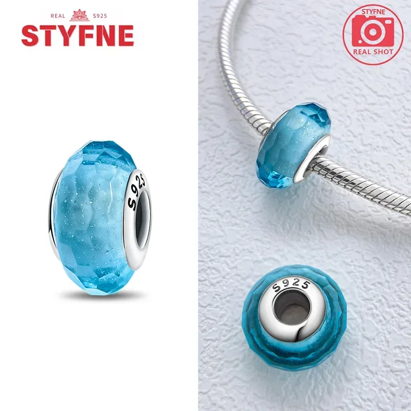 Srebrne koraliki Murano 925 do bransoletki żółty