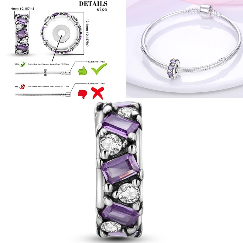 Srebrny charms 925 motyl świecący w nocy Jasny biały