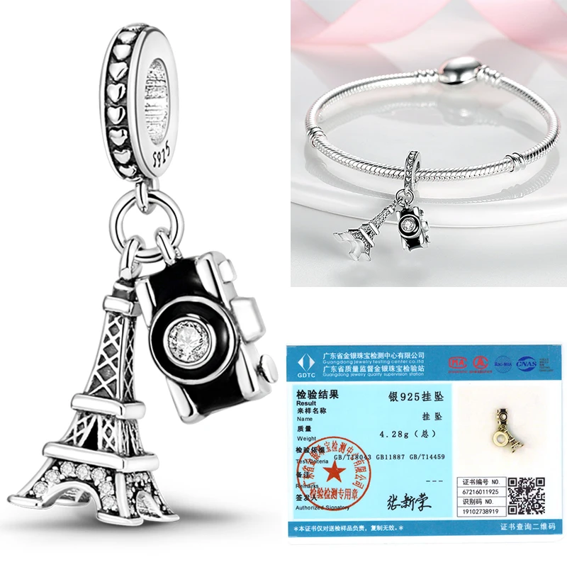 Srebrny charms 925 motyl świecący w nocy Kolba