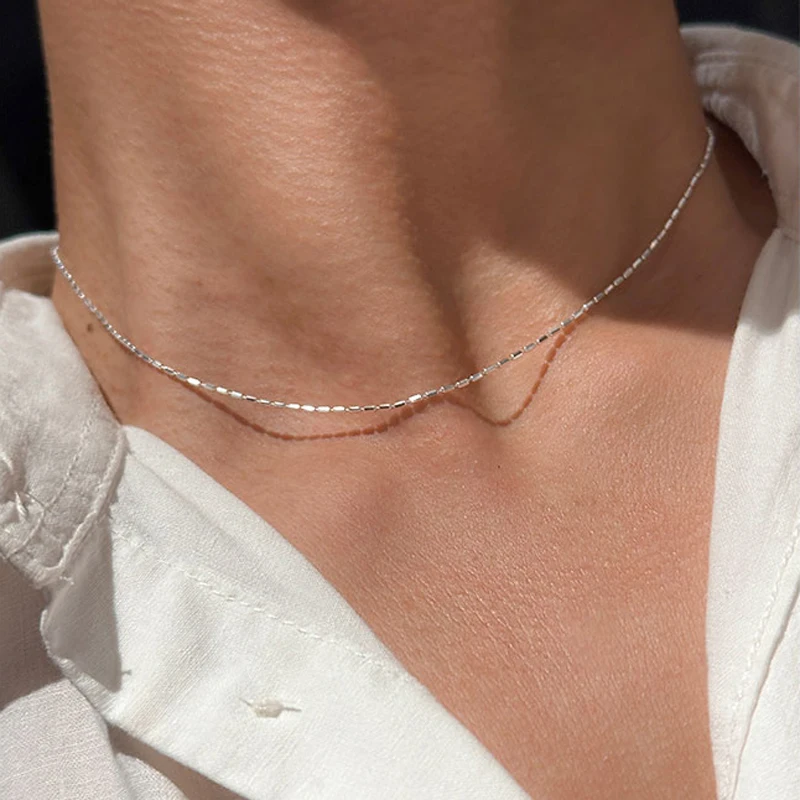 Srebrny choker próby 925 z geometrycznymi koralikami Srebrny