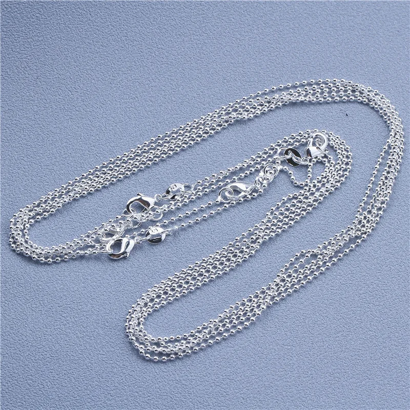 Srebrny łańcuszek 925 do wisiorka, 9 wzorów (40-75 cm) Bead chain