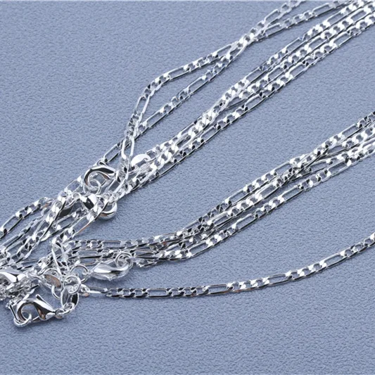 Srebrny łańcuszek 925 do wisiorka, 9 wzorów (40-75 cm) Figaro chain