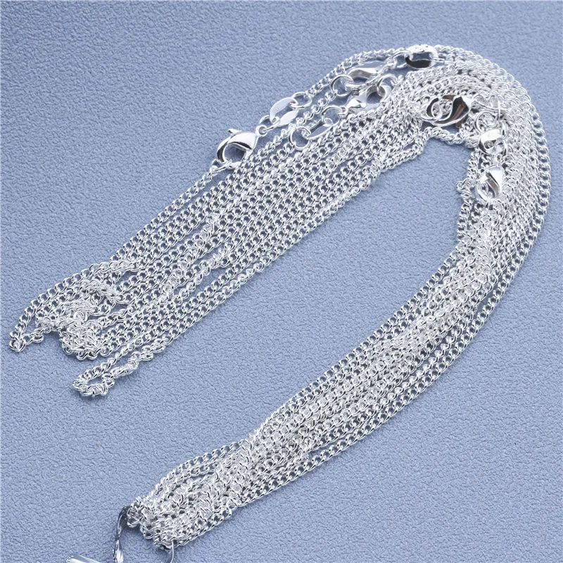 Srebrny łańcuszek 925 do wisiorka, 9 wzorów (40-75 cm) Flat curb chain