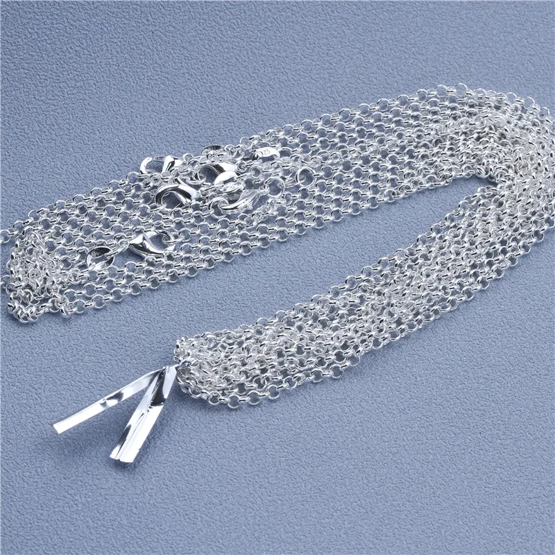Srebrny łańcuszek 925 do wisiorka, 9 wzorów (40-75 cm) Pearl cross chain