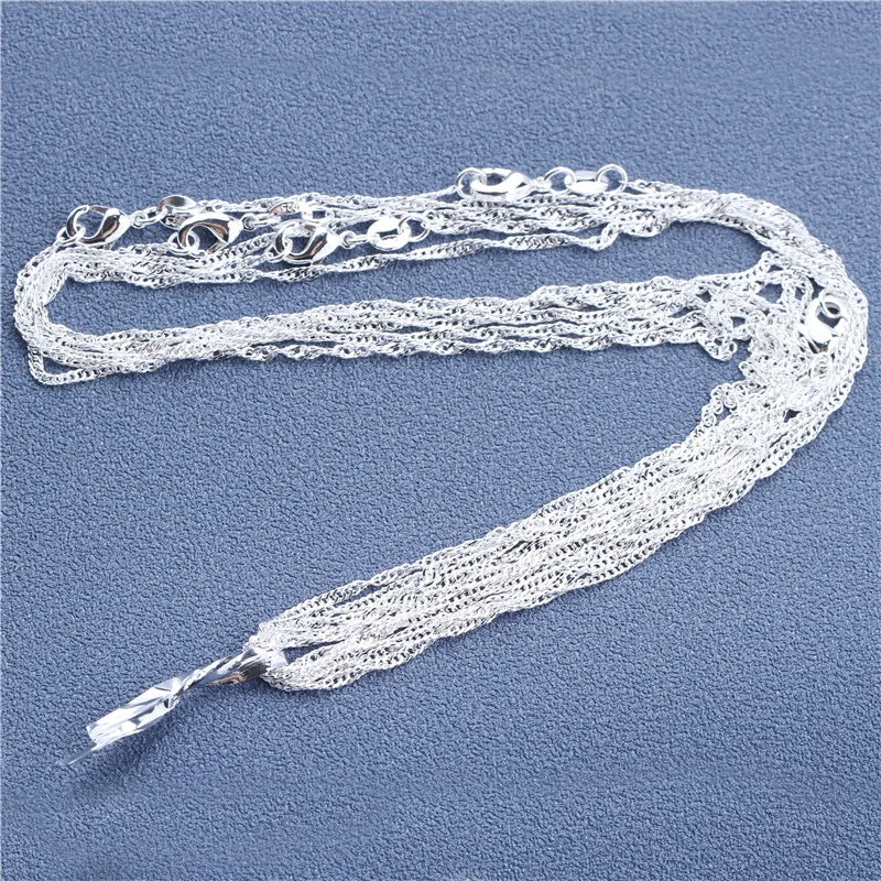 Srebrny łańcuszek 925 do wisiorka, 9 wzorów (40-75 cm) Water wave chain