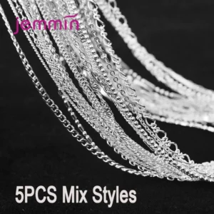 Srebrny łańcuszek 925 do naszyjnika 5 sztuk Mixed styles