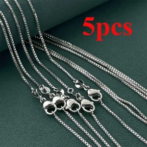 Srebrny łańcuszek typu box 1 mm naszyjnik unisex Set