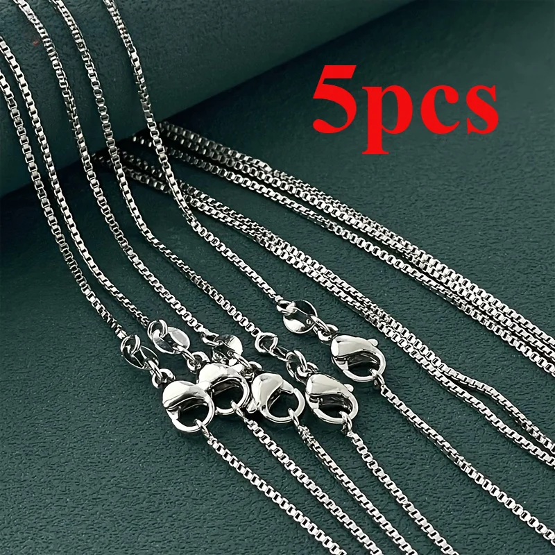 Srebrny łańcuszek typu box 1 mm naszyjnik unisex Set