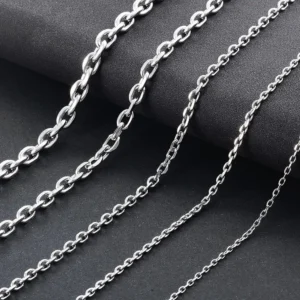 Srebrny naszyjnik łańcuszek ze stali nierdzewnej 2.4mm